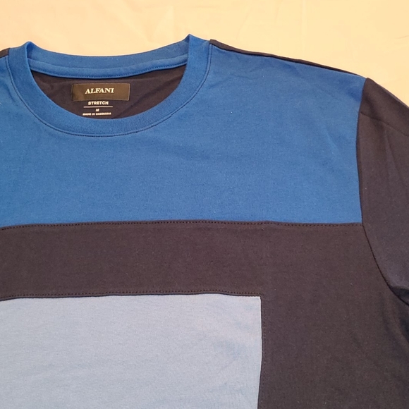Alfani stretch panel blue T-shirt - Picture 4 of 13